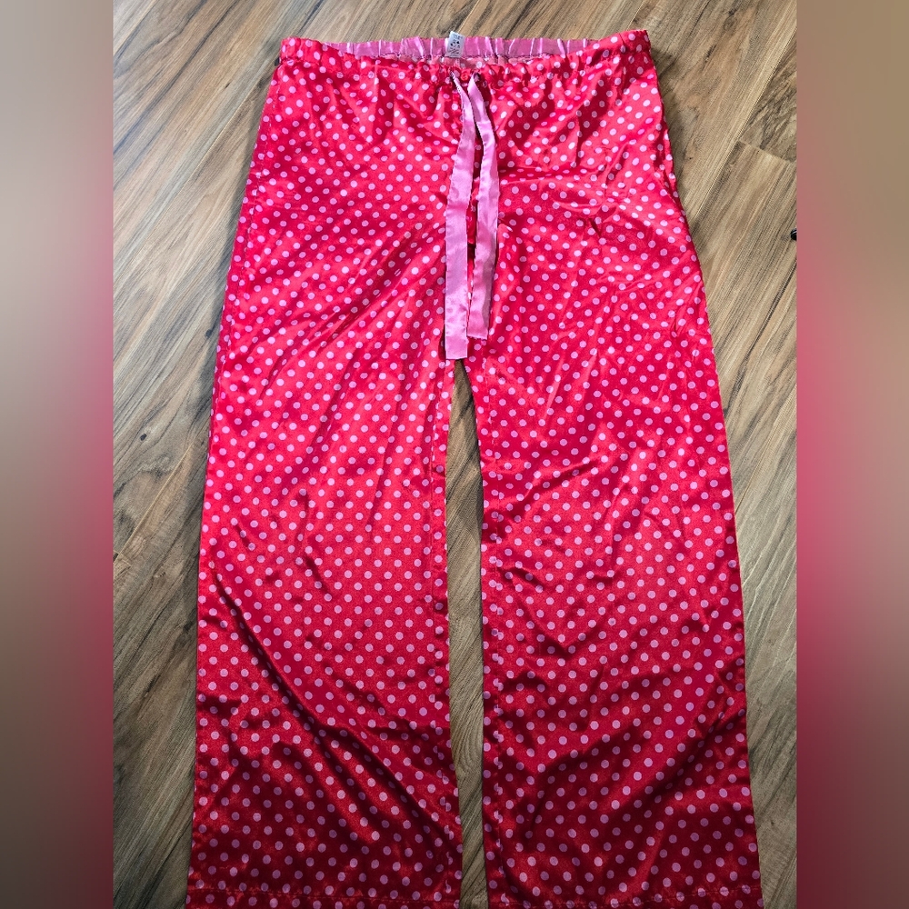 Red Silk Polka Dot Pajama Pants